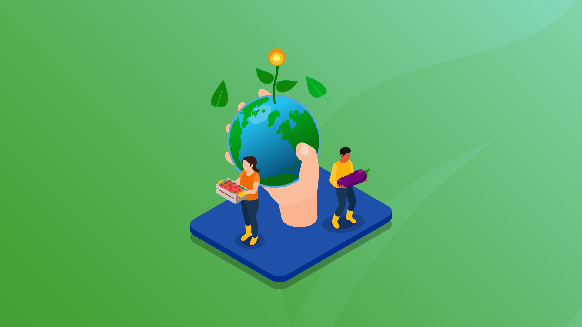 
				Isometric graphic showing small figures and Earth on blue platform, with white text CSR Survey 2024 sustainable hospitality on green background.
			